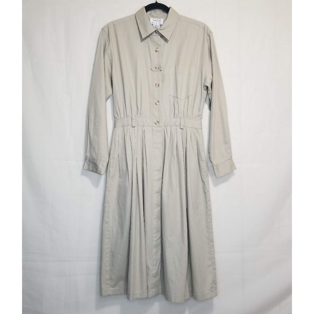 Talbots Light Beige Long-Sleeve Shirtwaist Dress